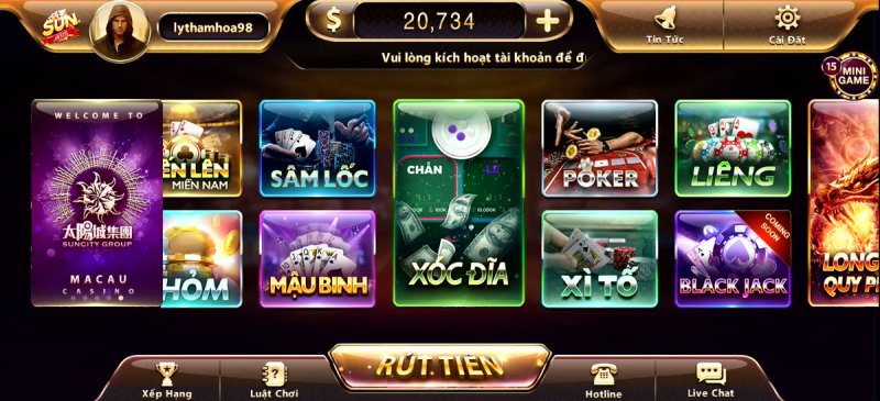 Sunwin có đa dạng các game casino